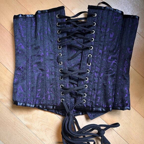 Purple Brocade Underbust Corset - Picture 2 of 2